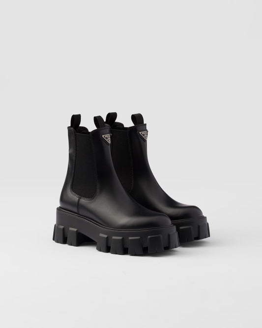 Monolith brushed leather booties