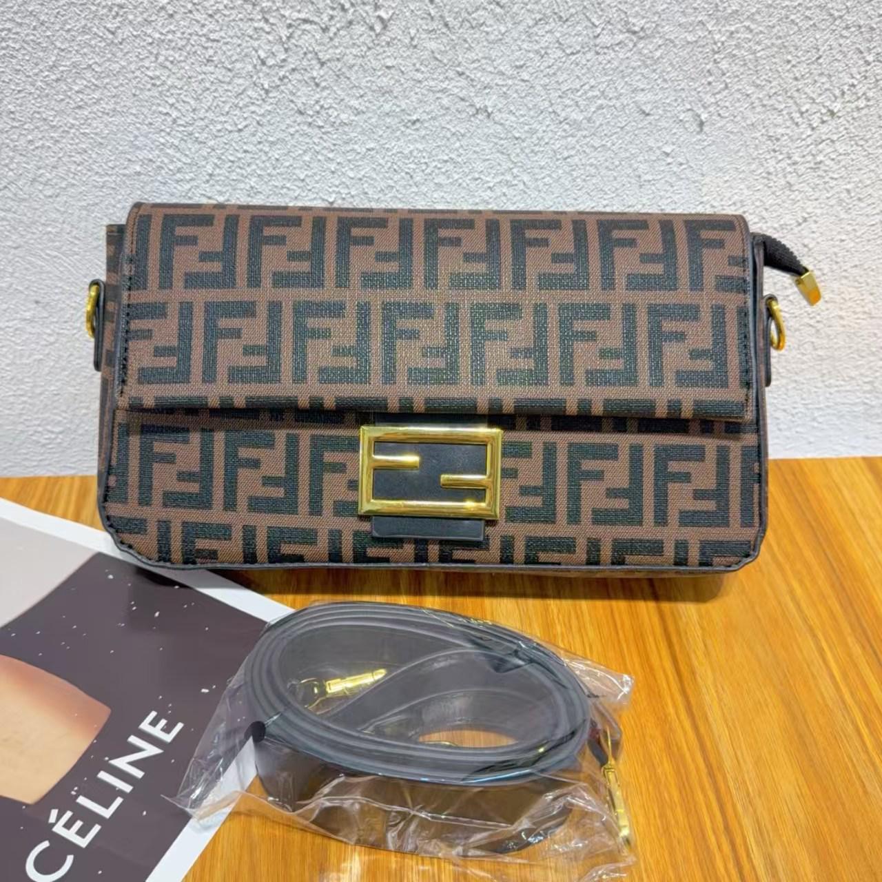 Baguette FF Jacquard Wallet On Chain