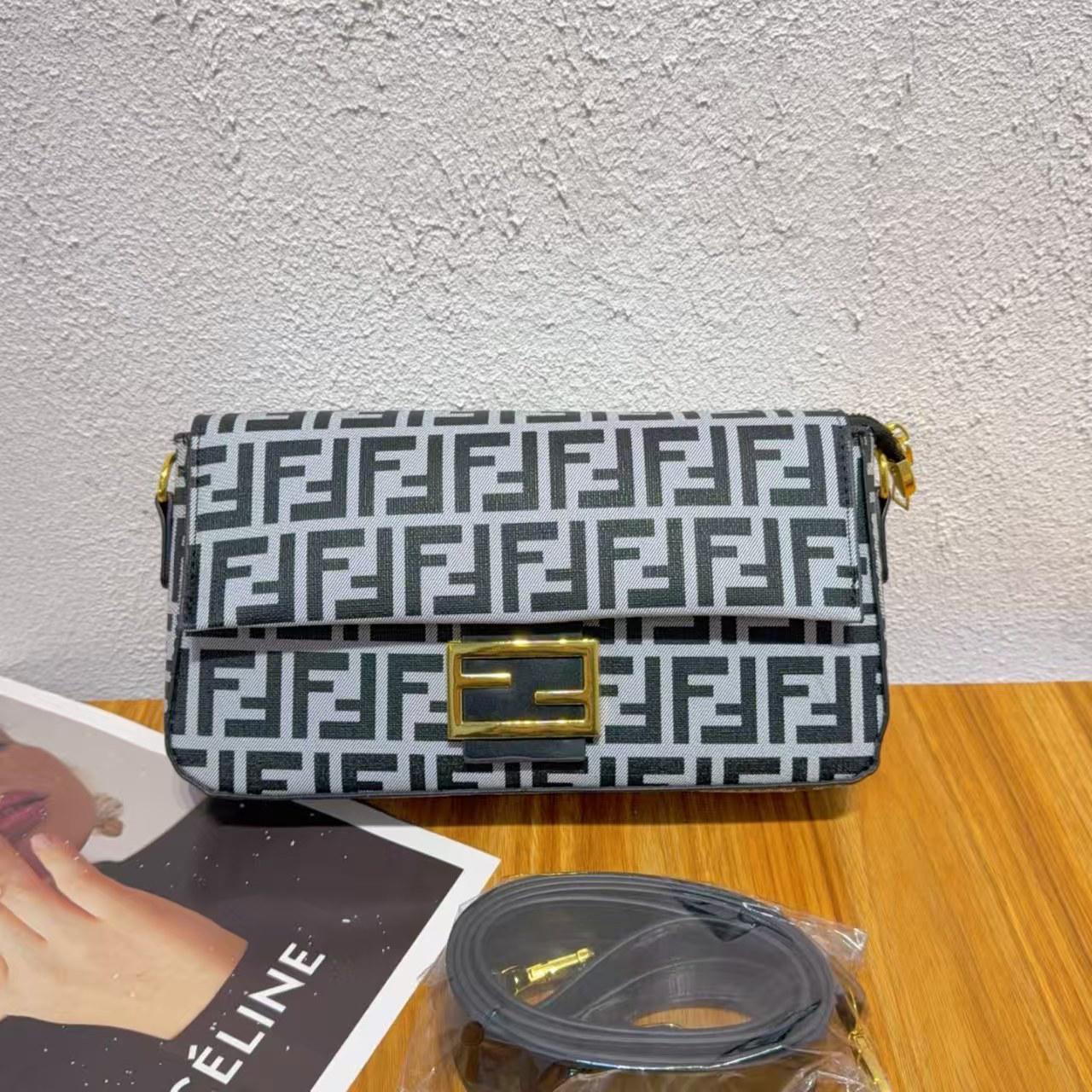 Baguette FF Jacquard Wallet On Chain